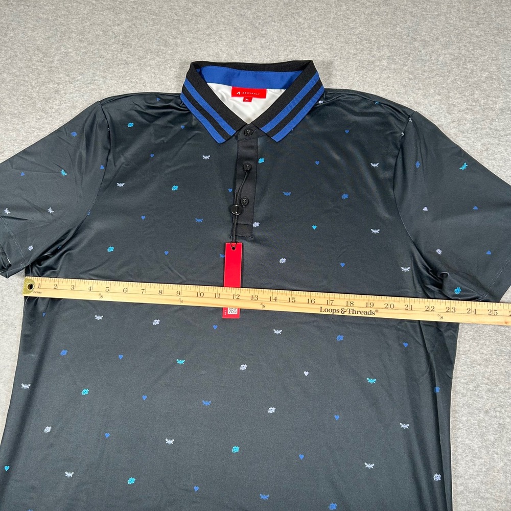 Redvanly Golf‎ Polo Shirt Mens XL Black Langham Striped Collar Performance NEW - Picture 7 of 7